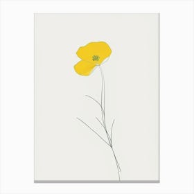 Buttercup Floral Minimal Line Drawing 2 Flower Canvas Print