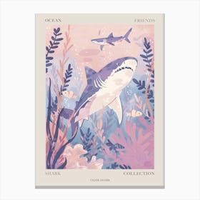 Purple Tiger Shark Illustration 3 Poster Canvas Print