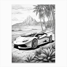 Lamborghini Huracan Tropical Line Drawing 3 Canvas Print