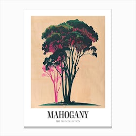 Mahogany Tree Colourful Illustration 4 Poster Canvas Print