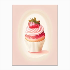 Strawberry Cupcakes, Dessert, Food Marker Art Illustration 2 Canvas Print