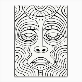 Geometric Simple Line Illustration Of Face 2 Canvas Print