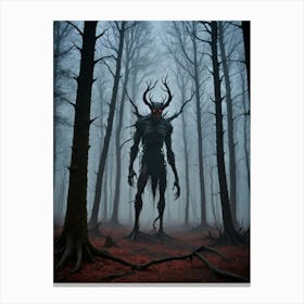 The Shadows Stir: Creature of the Dark Woods Canvas Print