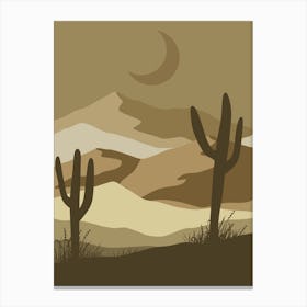 Desert Landscape With Cactus Canvas Print