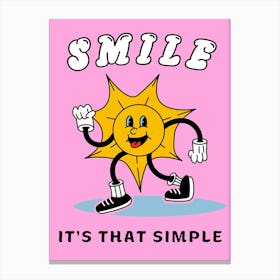 Smile It's That Simple Retro Sunshine Canvas Print