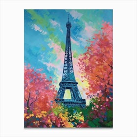 Eiffel Tower Paris France David Hockney Style 10 Canvas Print
