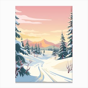 Vintage Winter Travel Illustration Lapland Finland 5 Canvas Print