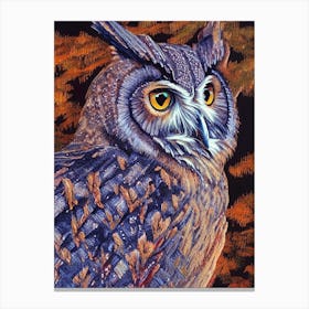 Eastern Screech Owl Pointillism Bird Canvas Print