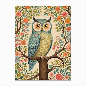 Owl In A FloralTree Canvas Print