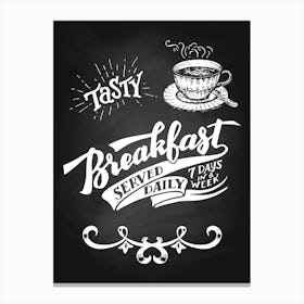Breakfast Served Daily — Coffee poster, kitchen print, lettering Canvas Print