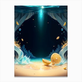 Underwater Scene With Lemon Slices Canvas Print