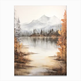 Lake In The Woods In Autumn, Painting 3 Canvas Print