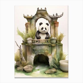 Panda Art Model Building Watercolour 4 Canvas Print