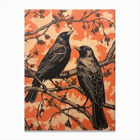 Art Nouveau Birds Poster Crow 4 Canvas Print