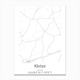 Klotze,Germany Minimalist Map Canvas Print