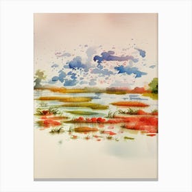Watercolor Of A Marsh Canvas Print