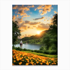 Tulips At Sunset Canvas Print