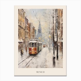 Vintage Winter Painting Poster Munich Germany 2 Canvas Print