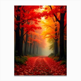 A Colorful Autumn Forest With Fallen Leaves Blanke View 8 Stampe su tela