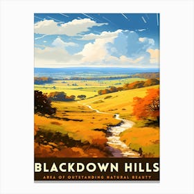 Blackdown Hills Aonb Print Area Of Outstanding Natural Beauty Art Blackdown Hills Poster Somerset Devon Border Wall Art English Countryside 4 Canvas Print