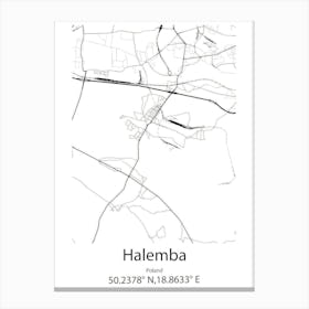 Halemba,Poland Minimalist Map Canvas Print