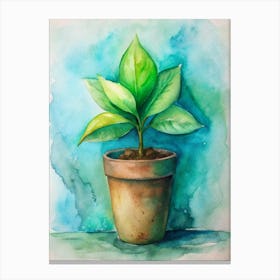 Potted Plant Watercolor Painting 1 Canvas Print