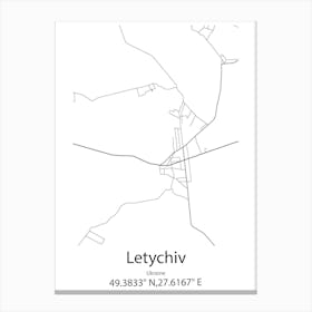 Letychiv,Ukraine Minimalist Map Toile