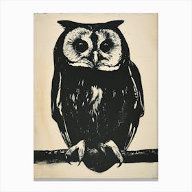 African Wood Owl Linocut Blockprint 2 Canvas Print