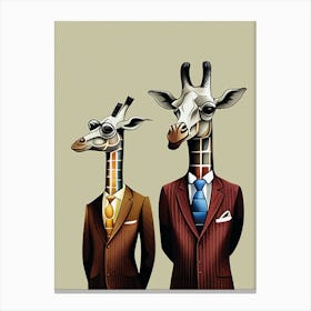 Two Giraffes In Suits Canvas Print