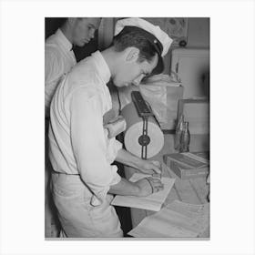 Salesman Delivery Man Who Calls At The Grocery Store Of The Casa Grande Valley Farms, Pinal County, Arizona By Russ Canvas Print