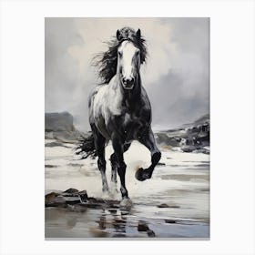 A Horse Oil Painting In Camps Bay Beach, South Africa, Portrait 2 Canvas Print