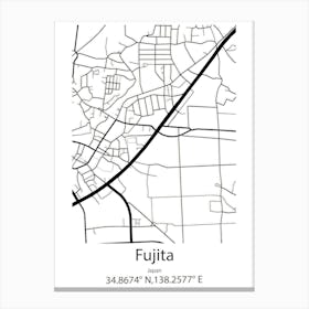 Fujita,Japan Minimalist Map Canvas Print