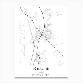 Radomir,Bulgaria Minimalist Map Canvas Print