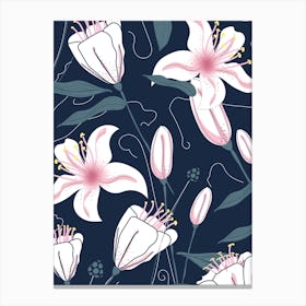 Seamless Pattern With Lilies Canvas Print