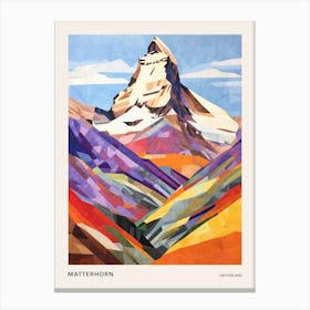 Matterhorn Italy And Switzerland 2 Colourful Mountain Illustration Poster Canvas Print