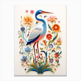 Scandinavian Bird Illustration Egret 2 Canvas Print