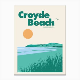 Croyde Beach, North Devon (Teal) Canvas Print