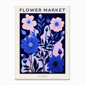 Blue Flower Market Poster Asters 1 Canvas Print