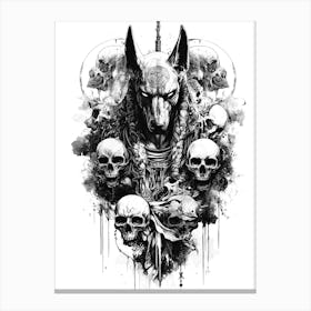 tribal skull anubis egyptian god Canvas Print