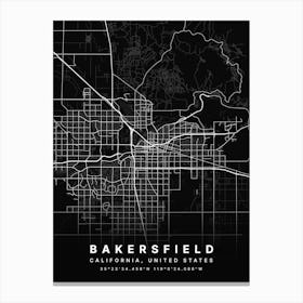 Bakersfield California USA Black Map Canvas Print