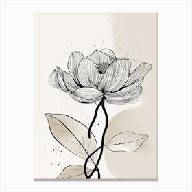Line Art Lotus Flowers Illustration Neutral 16 Canvas Print
