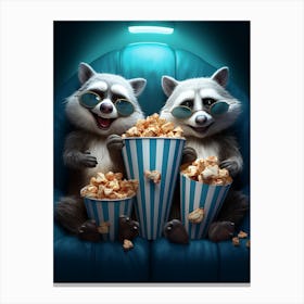 Cartoon Tres Marias Raccoon Eating Popcorn At The Cinema 1 Canvas Print