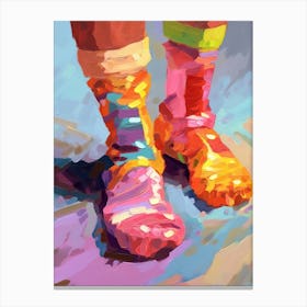 Rainbow Coloured Socks Oil Painting 4 Canvas Print