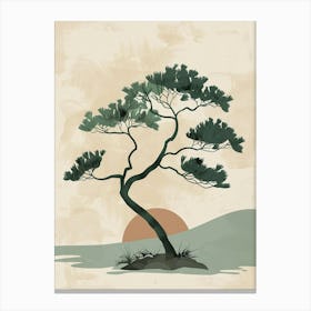 Juniper Tree Minimal Japandi Illustration 4 Canvas Print