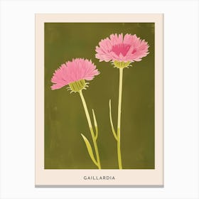 Pink & Green Gaillardia 2 Flower Poster Canvas Print