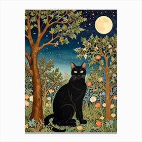 William Morris Black Cat In The Moonlight 8 Canvas Print