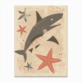 Shark & Starfish Muted Pastels 4 Canvas Print