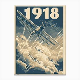 Aihrgdesign A Vintage Aviation Poster Depicting 1918 Biplane Canvas Print