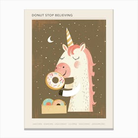 Unicorn Eating Rainbow Sprinkled Donuts Muted Pastels 1 Poster Canvas Print