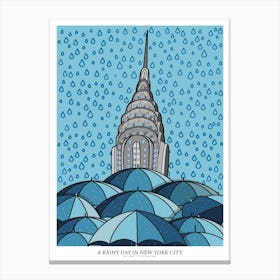 A Rainy Day In New York City Text Version 9600p X 7200p Canvas Print